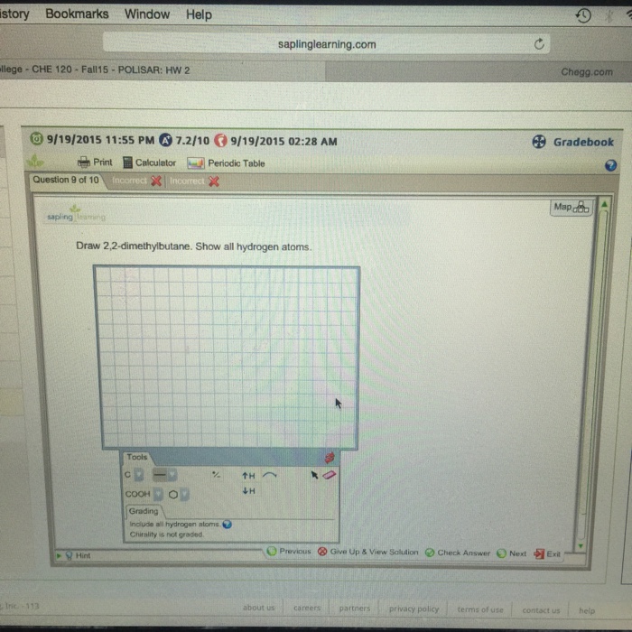 Solved draw 2,2dimethylbutane & show hydrogen atoms