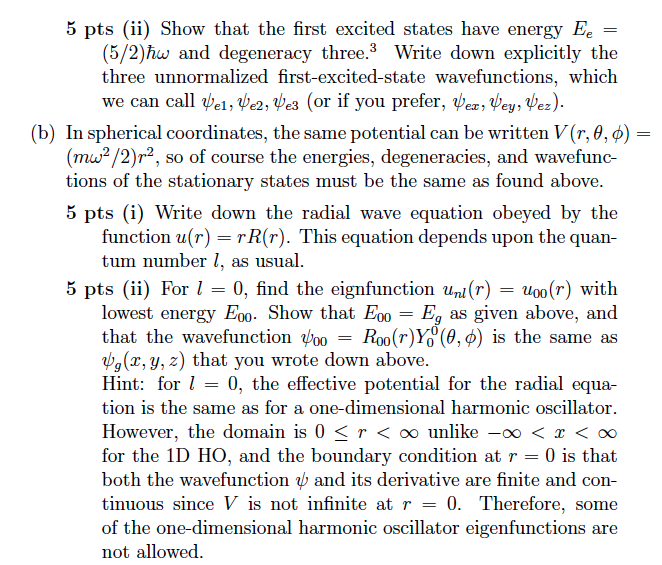 3. The three-dimensional harmonic oscillator can be | Chegg.com