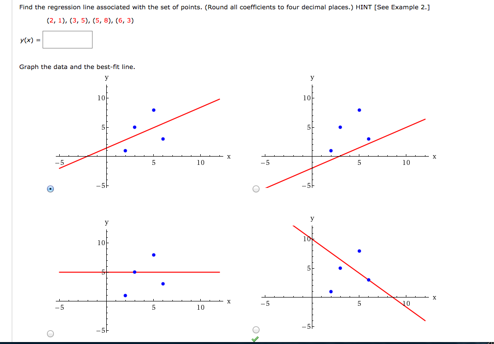 Solved Find the regression line associated with the set of | Chegg.com