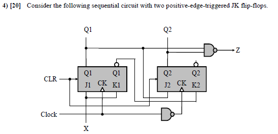 Solved 4) [20] Consider the following sequential circuit | Chegg.com