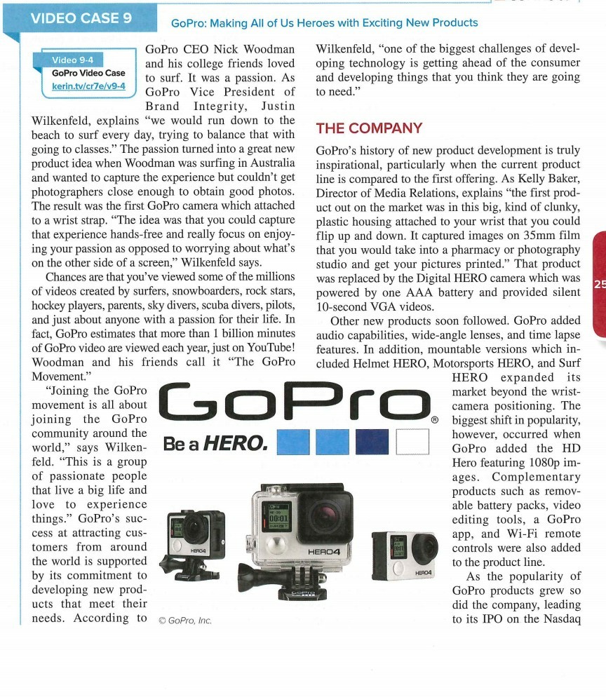 VIDEO CASE 9 GoPro: Making All of Us Heroes with | Chegg.com