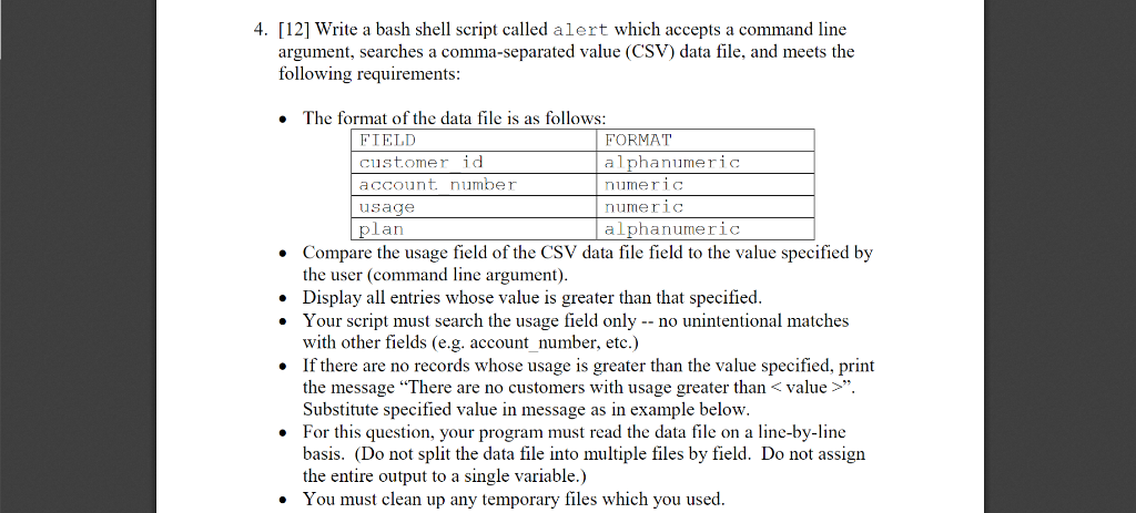 Solved 4. [12] Write a bash shell script called alert which | Chegg.com