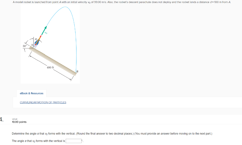 Solved A model rocket is launched from point A with an