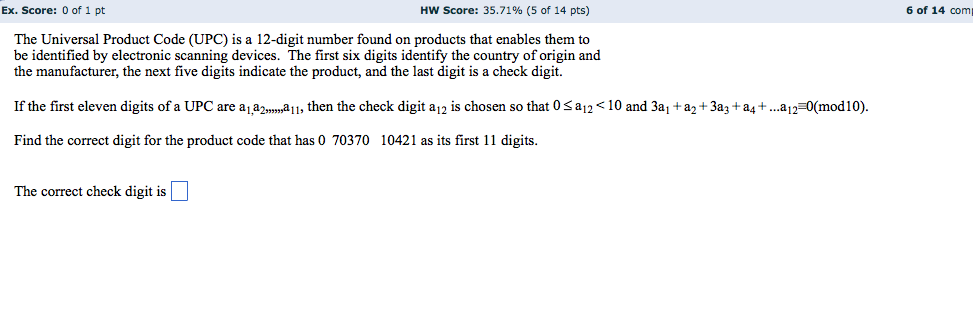 Solved The Universal Product Code Upc Is A 12 Digit Number Chegg Solved The Universal Product Code Upc Is A 12 Digit Number Chegg