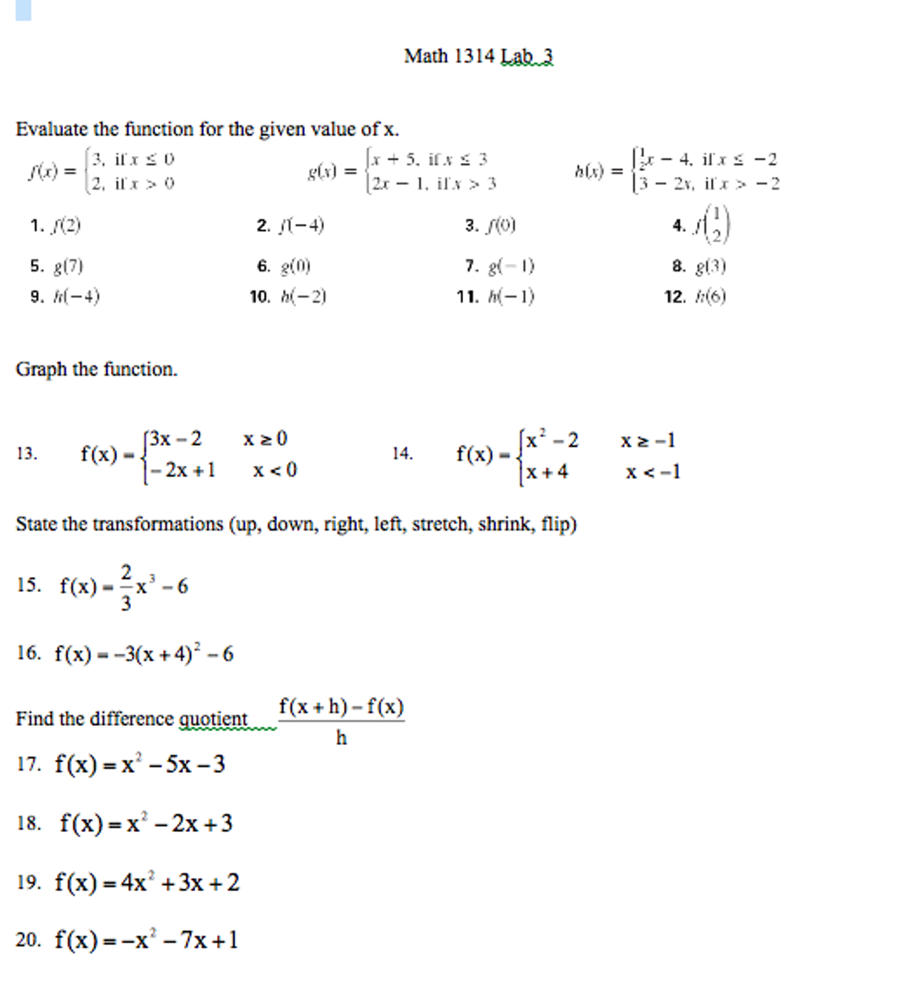 Solved Evaluate The Function For The Given Value Of X F X