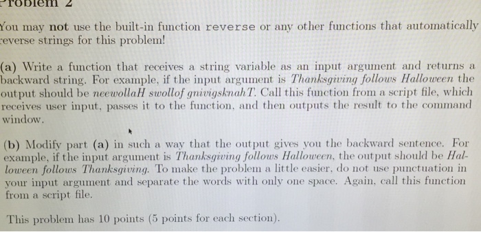 Solved You may not use the built-in function reverse or any | Chegg.com