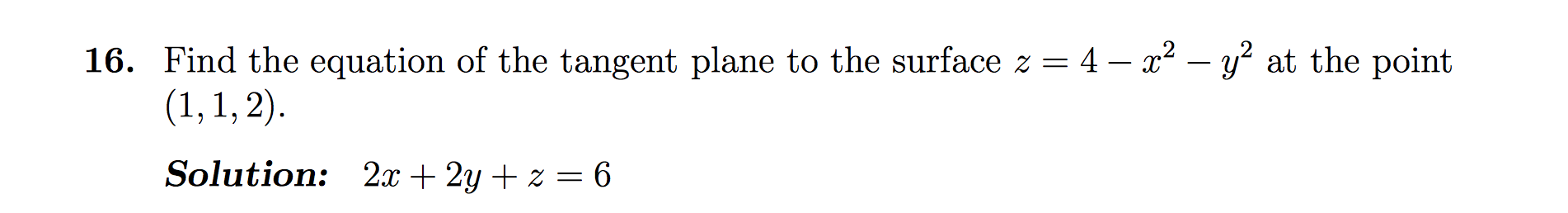 Solved 16. Find the equation of the tangent plane to the | Chegg.com