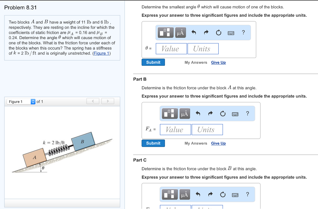 Solved Two blocks A and B have a weight of 11 lb and 6 lb, | Chegg.com