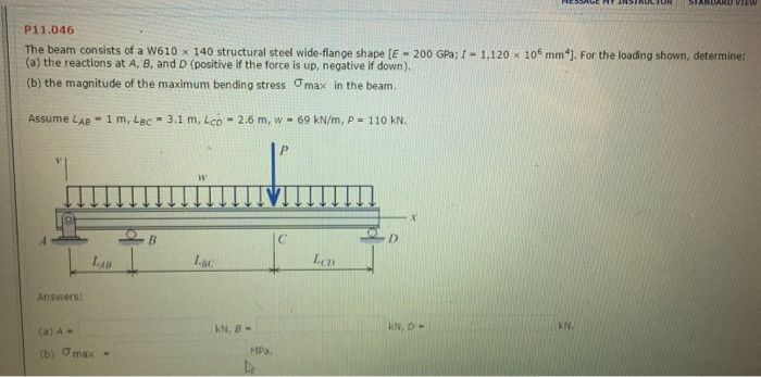 Solved The beam consists of a W610 times 140 structural | Chegg.com