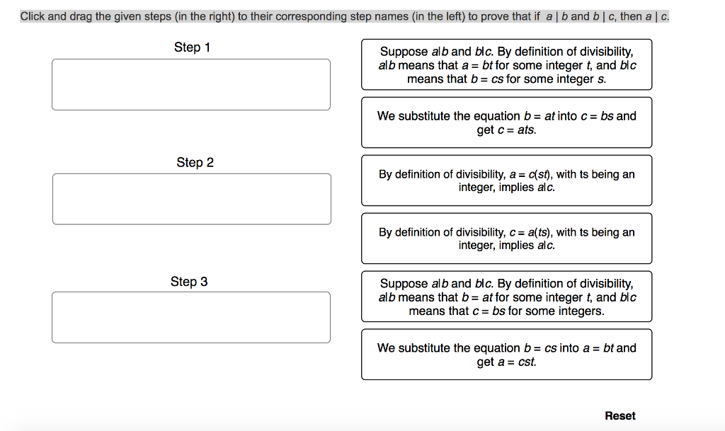 Solved Click And Drag The Given Steps (in The Right) To | Chegg.com