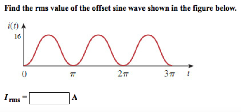Solved Find the rms value of the offset sine wave shown in | Chegg.com