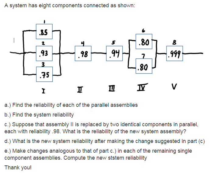 A system has eight components connected as shown: a.) | Chegg.com
