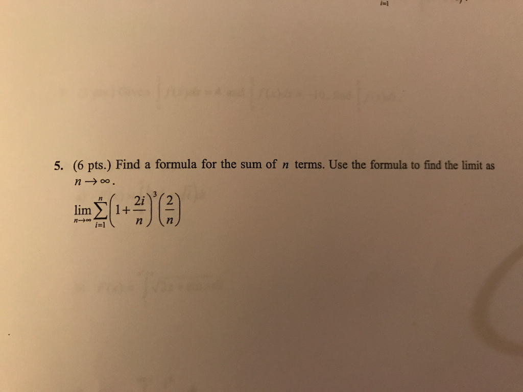 Solved Find a formula for the sum of n terms. Use the | Chegg.com