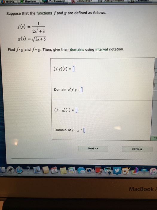 Solved Suppose That The Functions F And G Are Defined As