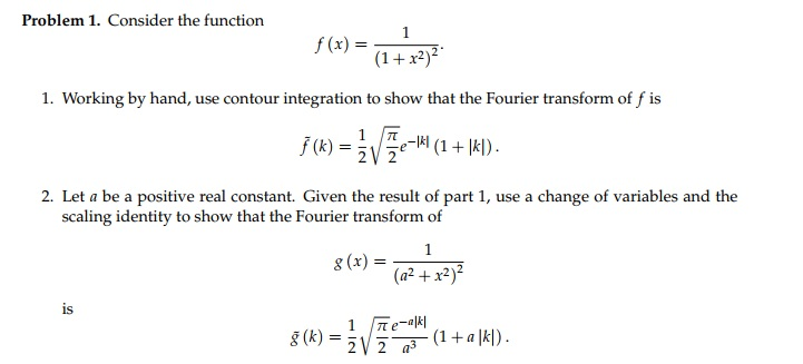 Solved Problem 1. Consider the function f (x) = (1+92 1. | Chegg.com