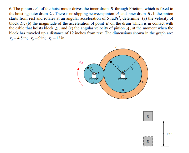 Solved 6. The pinion.A. of the hoist motor drives the inner