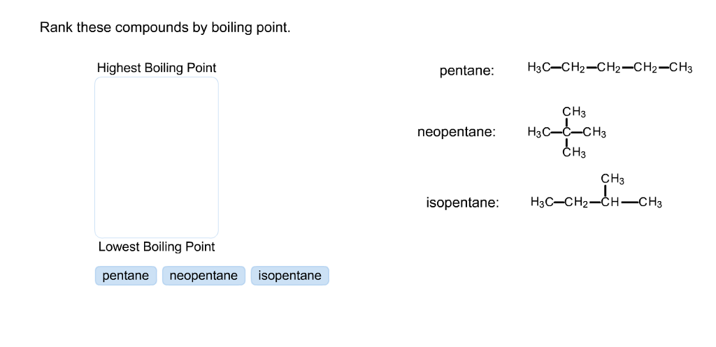 Rank The Following Compounds According To Their Boiling Point Pentane