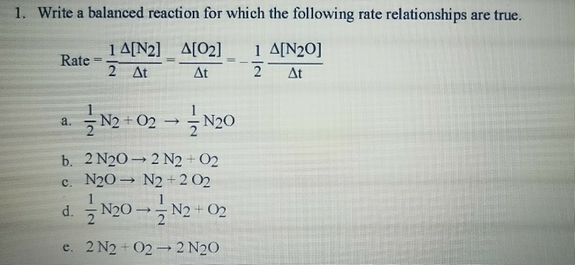 Solved 1. Write a balanced reaction for which the following | Chegg.com