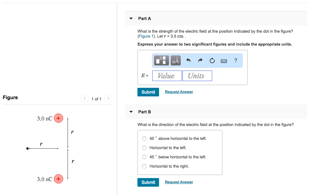 Solved Part A What is the strength of the electric field at | Chegg.com