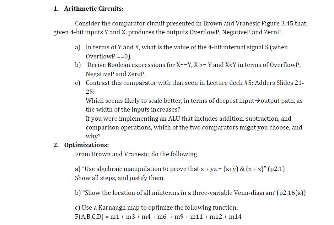 Arithmetic Circuits Consider the comparator circuit
