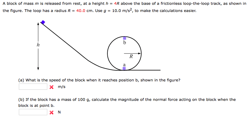 Solved A block of mass m is released from rest, at a height | Chegg.com
