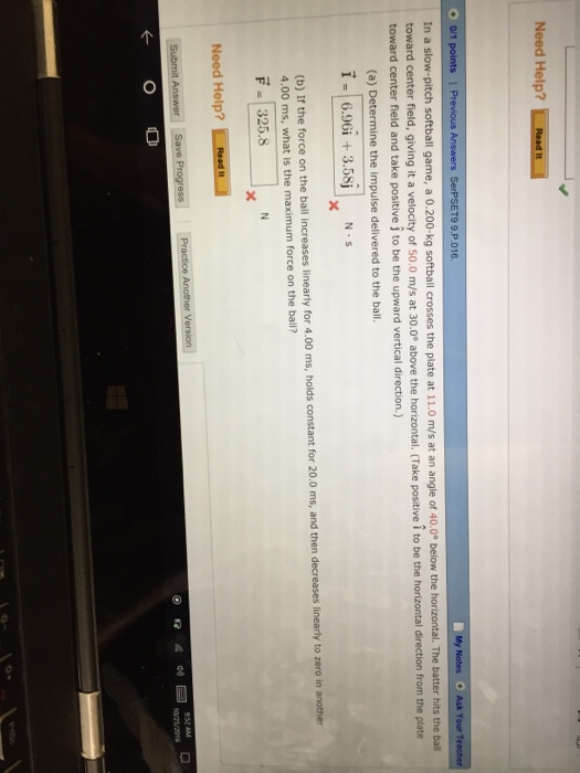 Solved In a slowpitch softball game, a 0.200kg softball