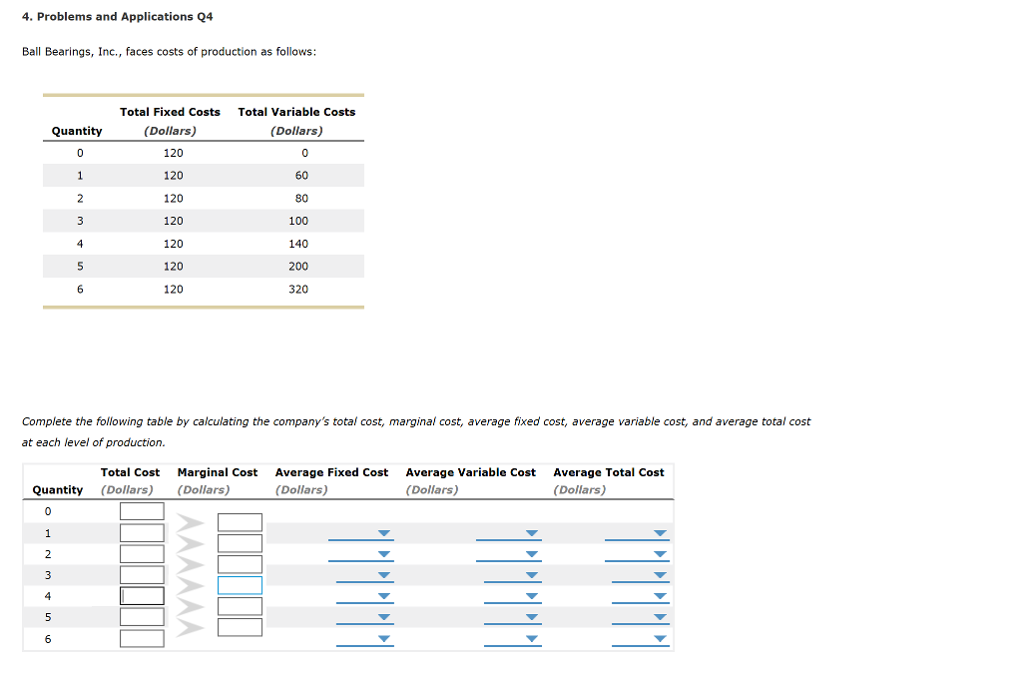 Solved 4. Problems and Applications Q4 Ball Bearings, Inc.,