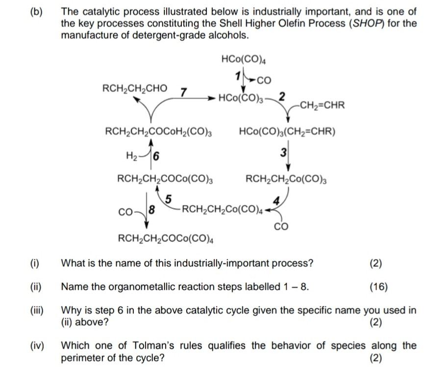 Solved (b) The Catalytic Process Illustrated Below Is | Chegg.com