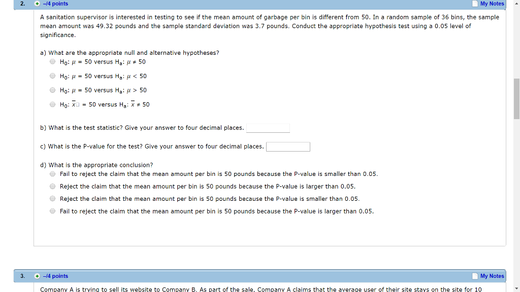 Solved A sanitation supervisor is interested in testing to | Chegg.com