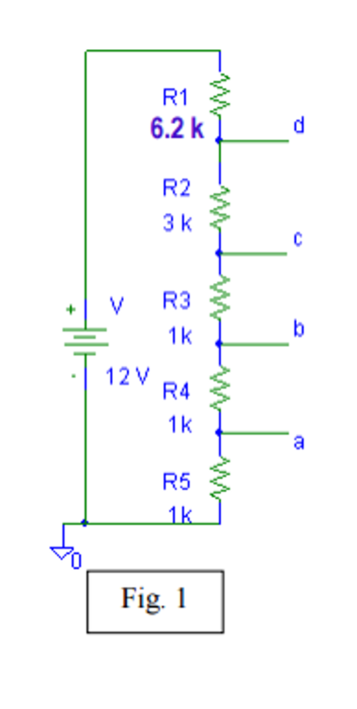 Solved Voltage divider 1. For the circuit of Fig. 1, | Chegg.com