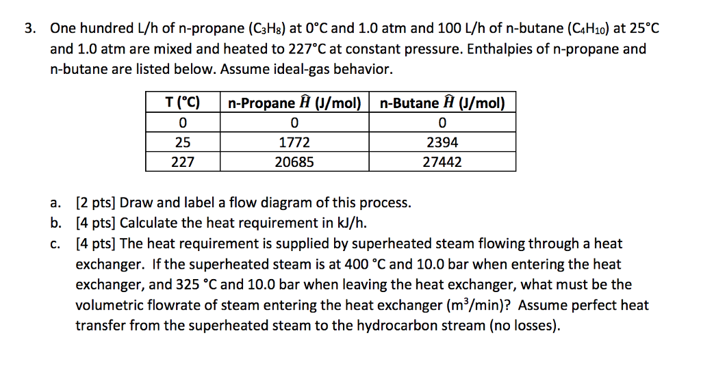 One hundred L/h of n-propane (C3Hs) at 0°C and 1.0 | Chegg.com