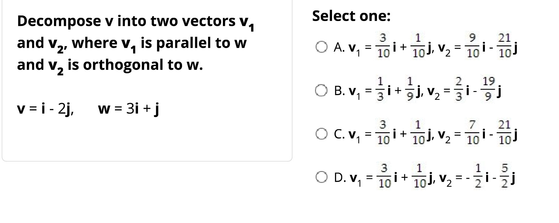 Solved v into two vectors v_n and v_2, where v1 is