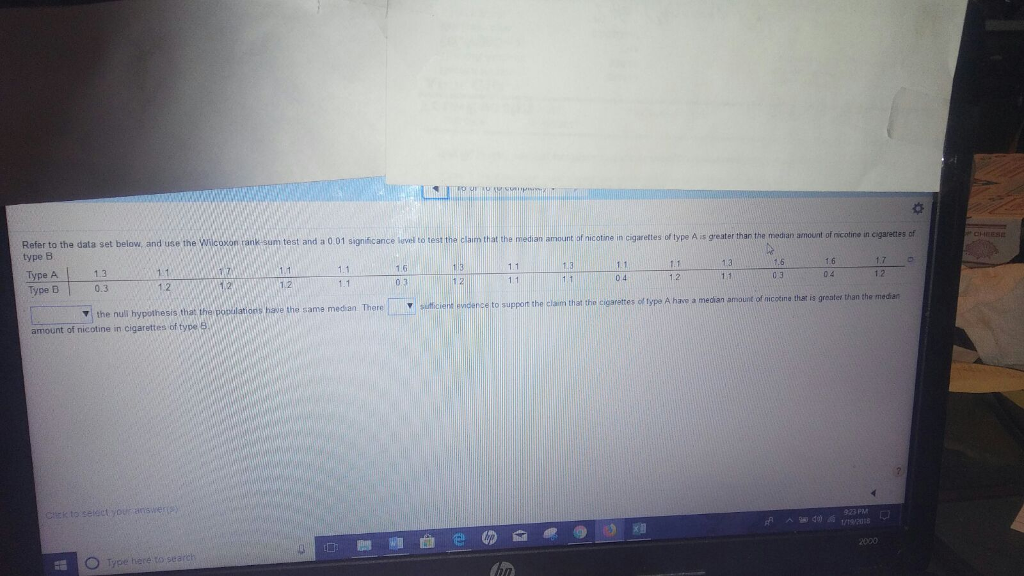 Solved Refer To The Data Set Below And Use The Type B T And Chegg