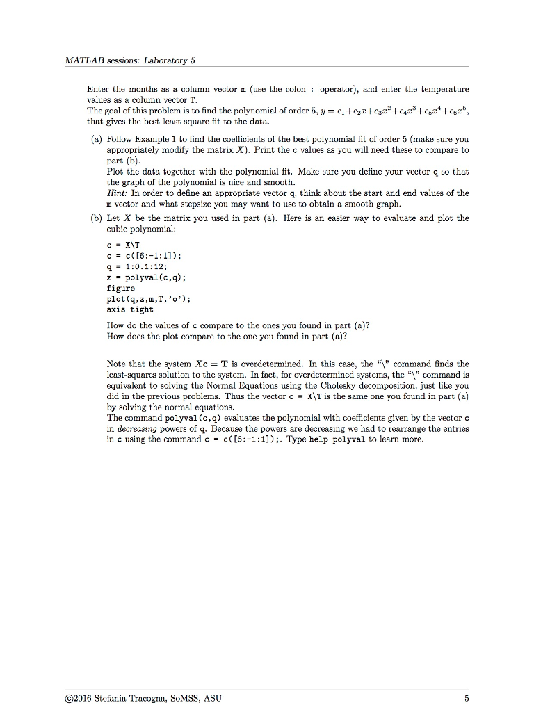 Matlab Sessions: Laboratory 5 Mat 343 Laboratory 5 