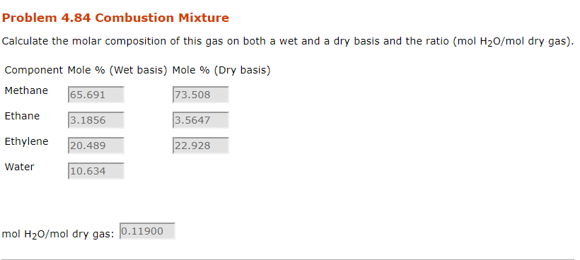 Solved Problem 4.84 Combustion Mixture A Gas Contains 55.0 | Chegg.com