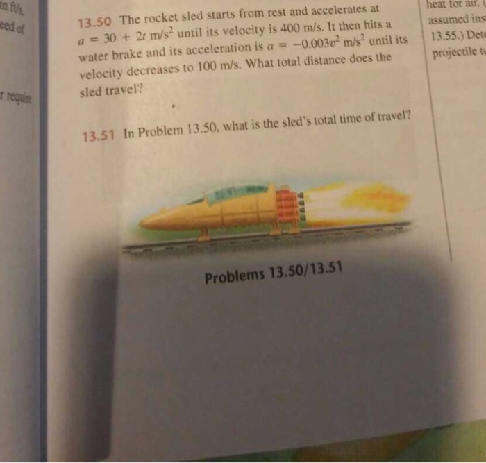 Solved The rocket sled starts from rest and accelerates at a