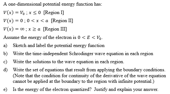 Solved A one-dimensional potential energy function has: | Chegg.com