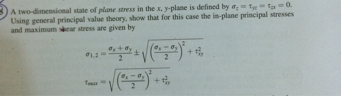 Solved A two-dimensional state of plane stress in the x, | Chegg.com