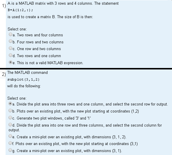 Solved A is a MATLAB matrix with 3 rows and 4 columns. The