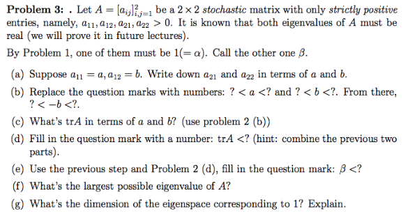 Solved Problem 1 Stochastic Matrices Continue Let A Be A N 6874