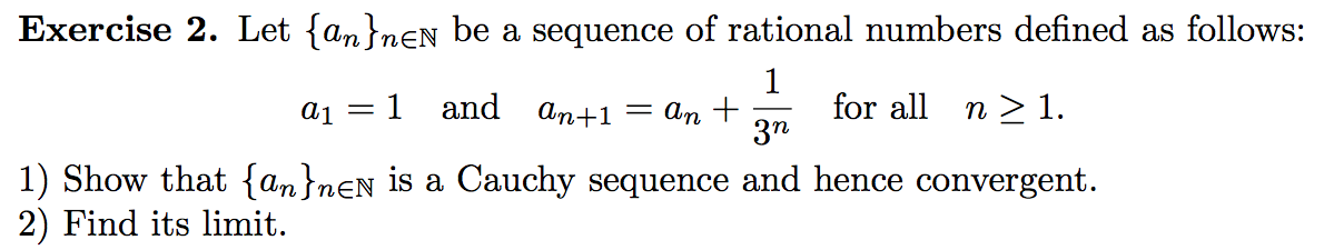 Solved Let {an}n epsilon N be a sequence of rational numbers | Chegg.com