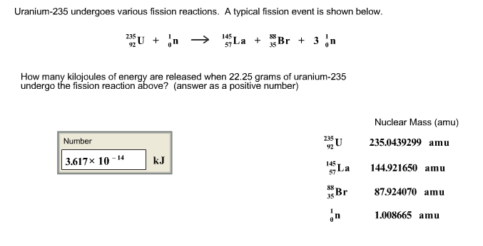 Solved Uranium-235 undergoes various fission reactions. A | Chegg.com