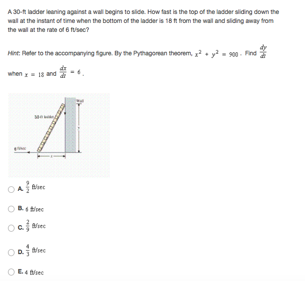 solved-a-30-ft-ladder-leaning-against-a-wall-begins-to-chegg