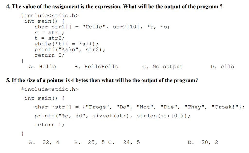 Solved 1. What will be the output of the program? # include | Chegg.com