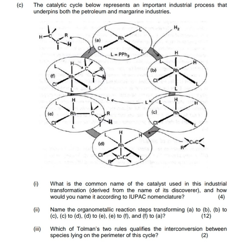 Solved (c)The Catalytic Cycle Below Represents An Important | Chegg.com