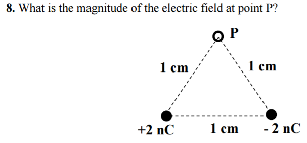 Solved What is the magnitude of the electric field at point | Chegg.com
