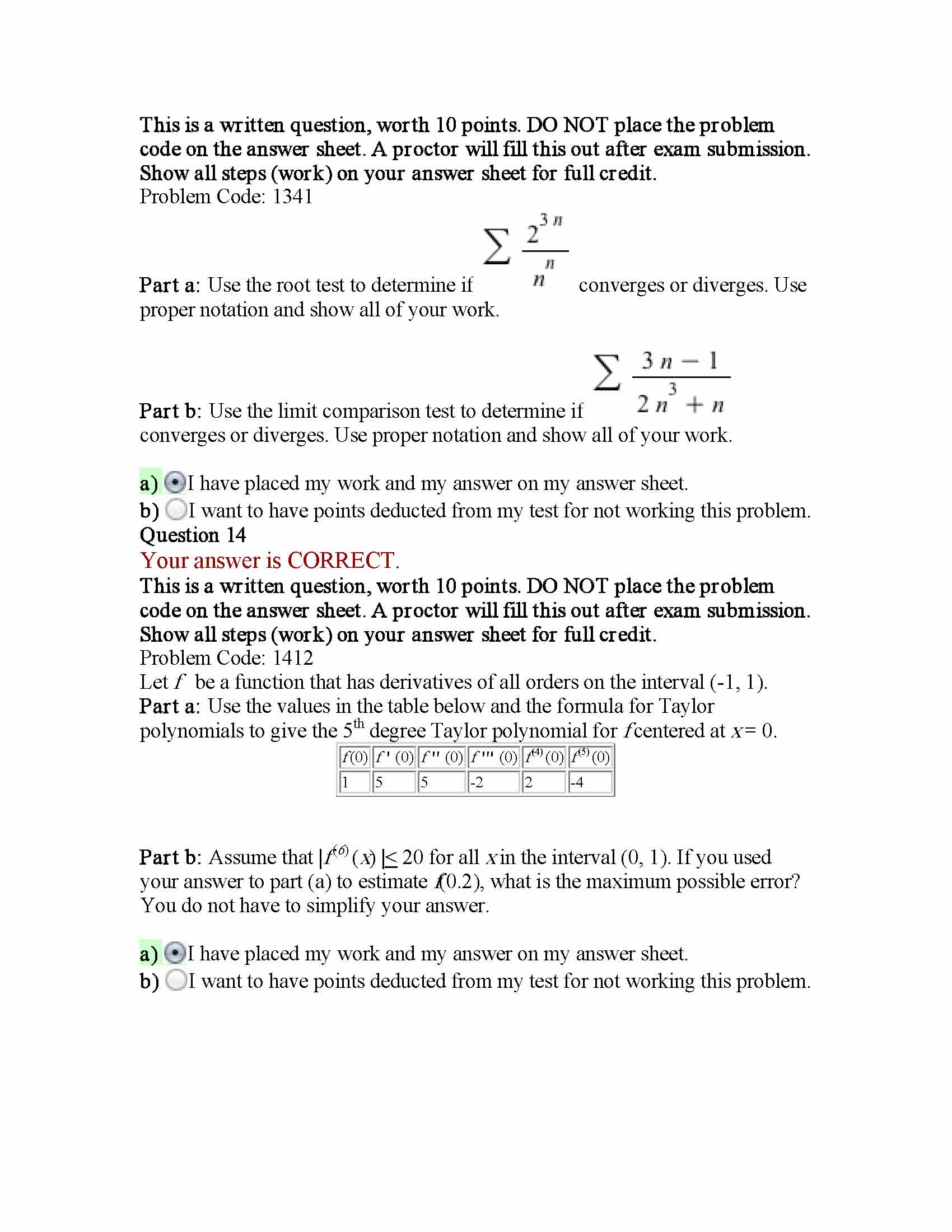 Solved I Only Want To See How Part A And B For #14 Are | Chegg.com