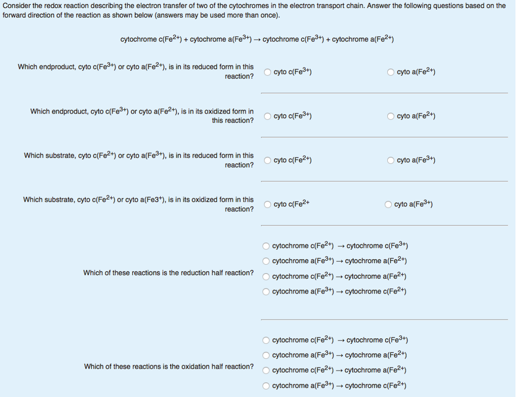 Solved Consider the redox reaction describing the electron | Chegg.com