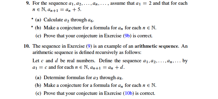 Solved 9. For the sequence a1,a2, an assume that a1 2 and | Chegg.com