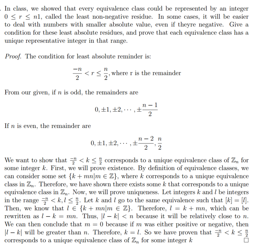 Prove the existence and uniqueness that any set of n